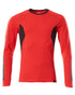 Traffic Red Black Coloured Mascot Workwear Mens Accelerate Long Sleeved T-Shirt on white background 