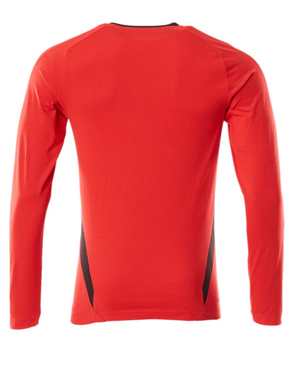 Traffic Red Black Coloured Mascot Workwear Mens Accelerate Long Sleeved T-Shirt on white background 
