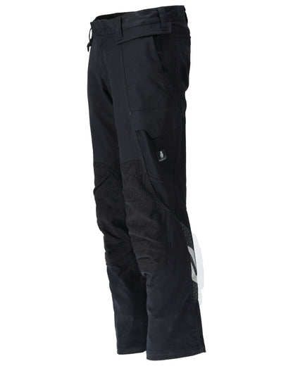 Black Coloured Mascot Workwear Mens Accelerate Organic Cotton Trousers on white background 