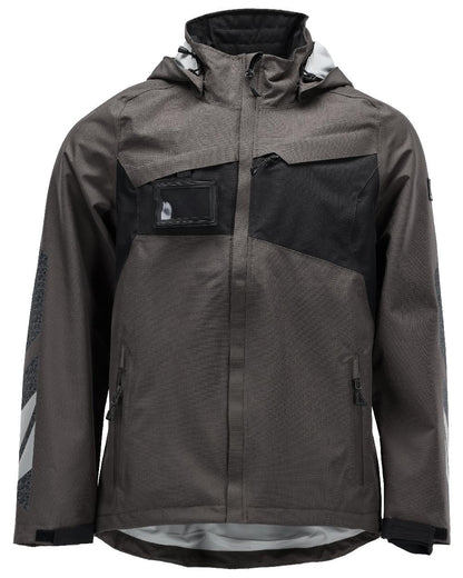 Dark Anthracite Black Coloured Mascot Workwear Mens Accelerate Outer Shell Jacket on white background 