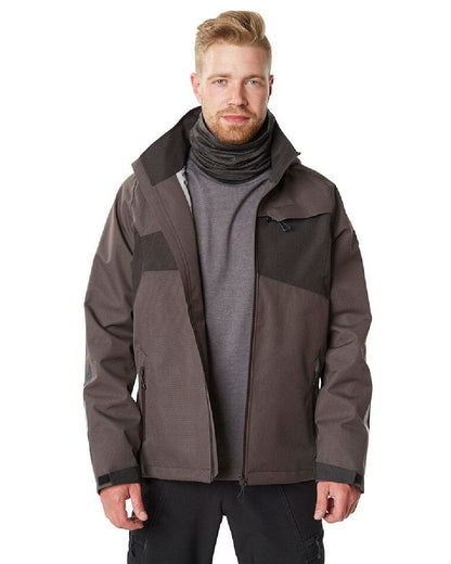 Dark Anthracite Black Coloured Mascot Workwear Mens Accelerate Outer Shell Jacket on white background 