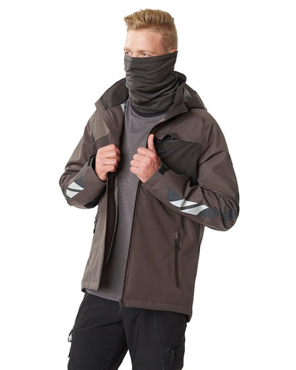 Dark Anthracite Black Coloured Mascot Workwear Mens Accelerate Outer Shell Jacket on white background 