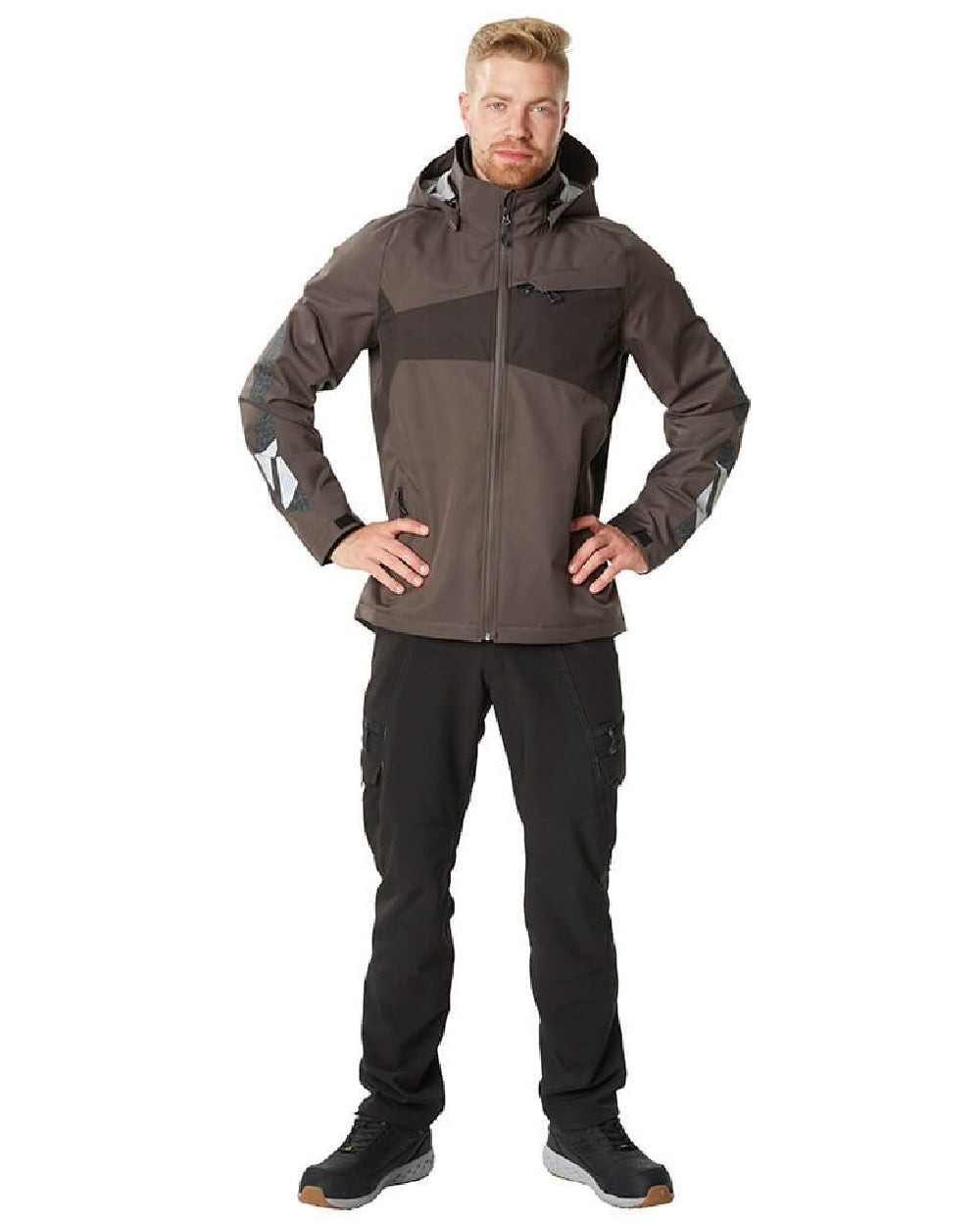 Dark Anthracite Black Coloured Mascot Workwear Mens Accelerate Outer Shell Jacket on white background 