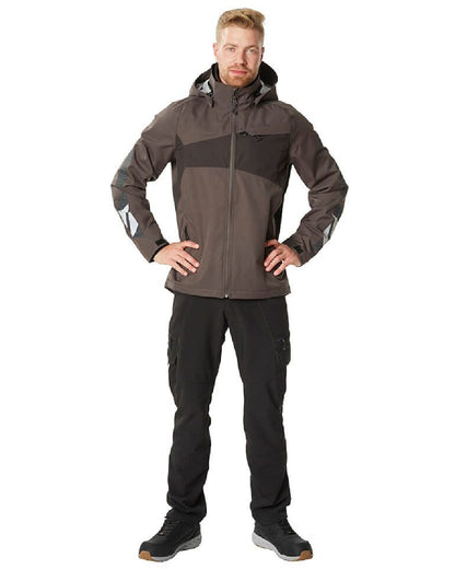 Dark Anthracite Black Coloured Mascot Workwear Mens Accelerate Outer Shell Jacket on white background 