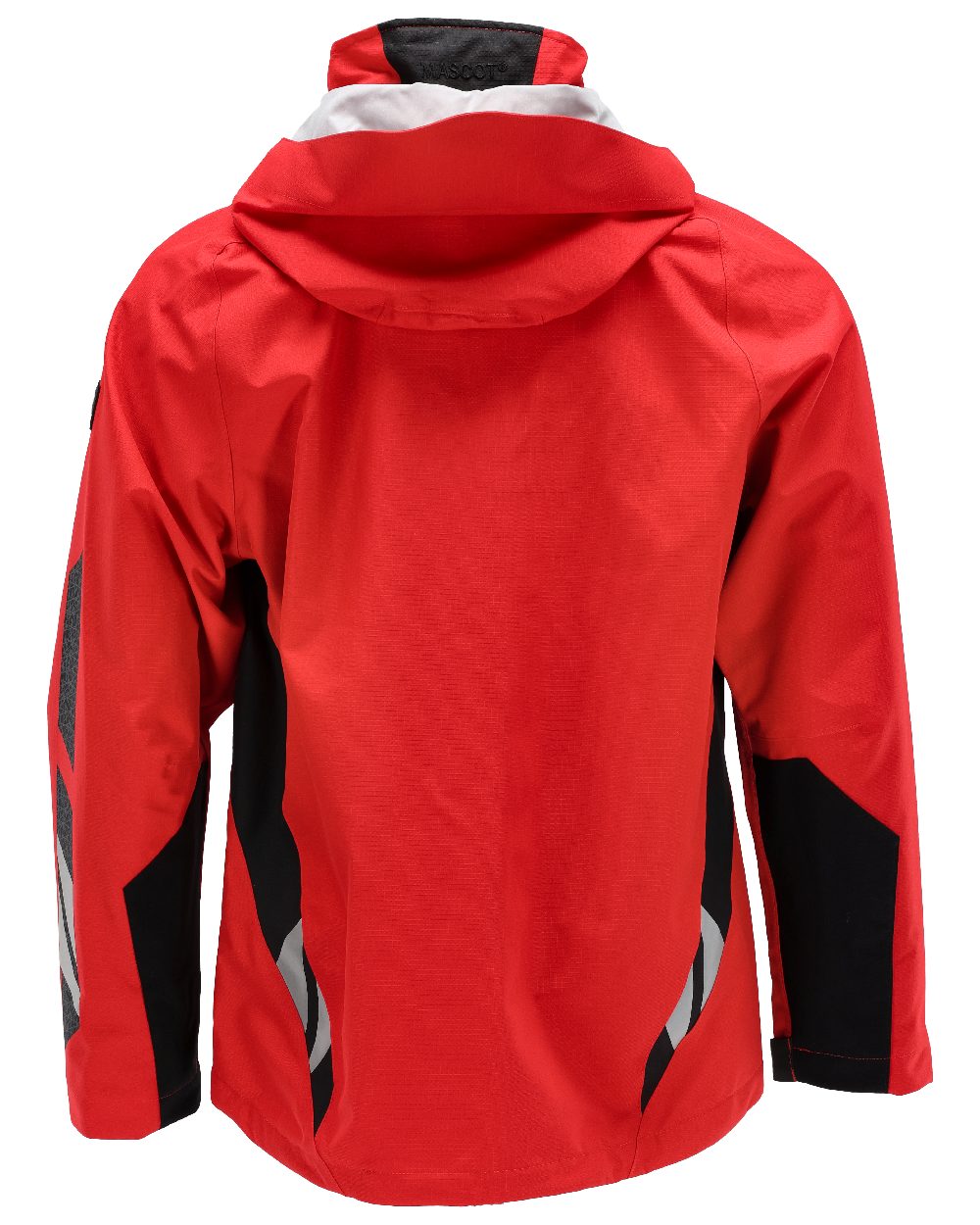 Traffic Red Black Coloured Mascot Workwear Mens Accelerate Outer Shell Jacket on white background 