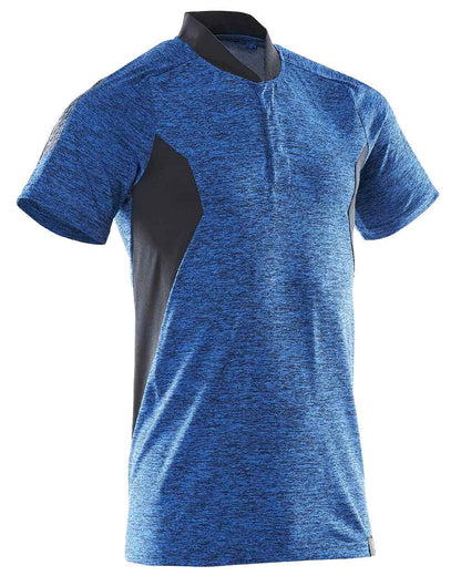 Azure Blue Dark Navy Coloured Mascot Workwear Mens Accelerate Polo Shirt on white background 
