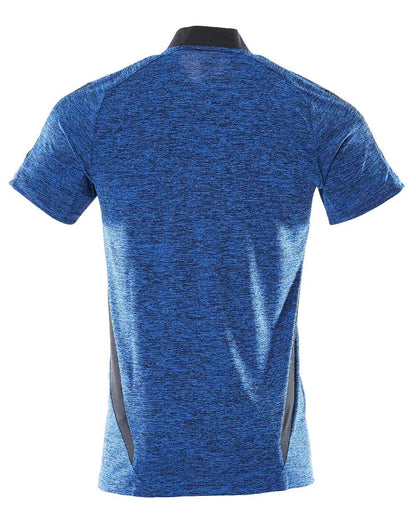 Azure Blue Dark Navy Coloured Mascot Workwear Mens Accelerate Polo Shirt on white background 