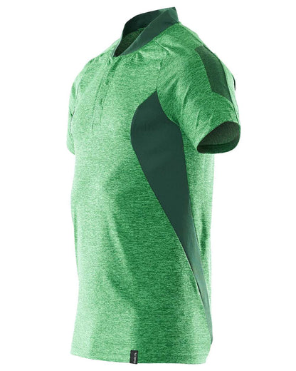 Grass Green Coloured Mascot Workwear Mens Accelerate Polo Shirt on white background 