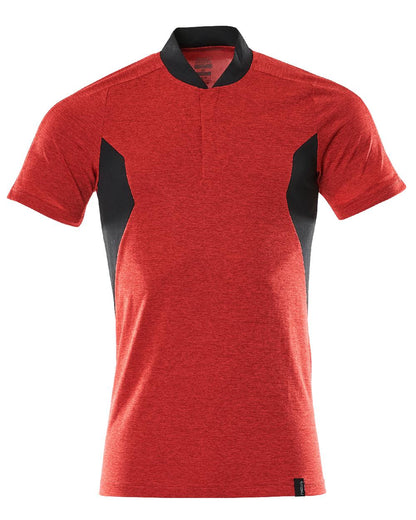 Traffic Red Black Coloured Mascot Workwear Mens Accelerate Polo Shirt on white background 