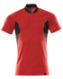 Traffic Red Black Coloured Mascot Workwear Mens Accelerate Polo Shirt on white background 