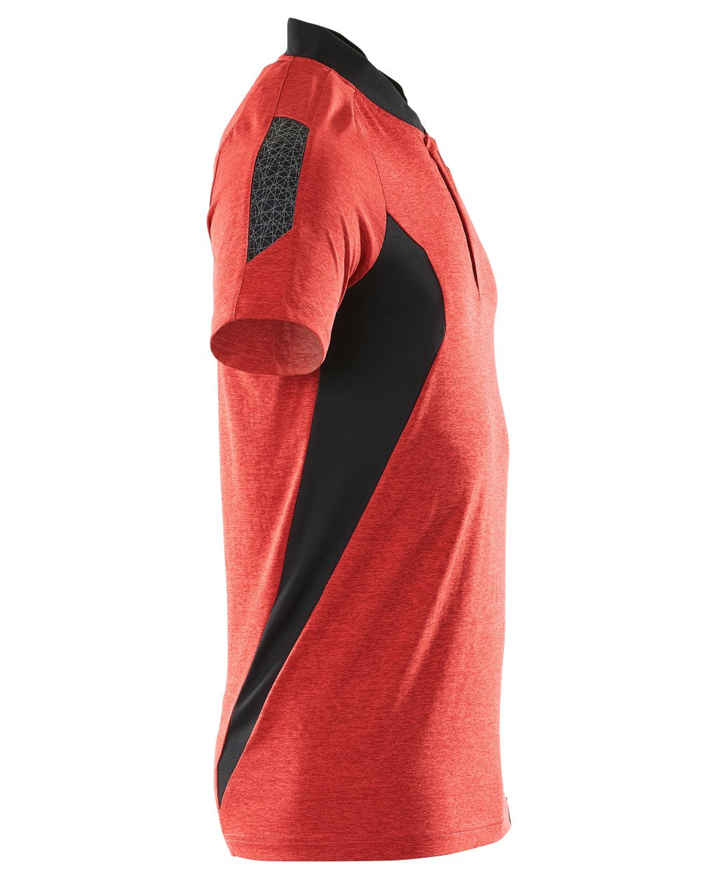 Traffic Red Black Coloured Mascot Workwear Mens Accelerate Polo Shirt on white background 