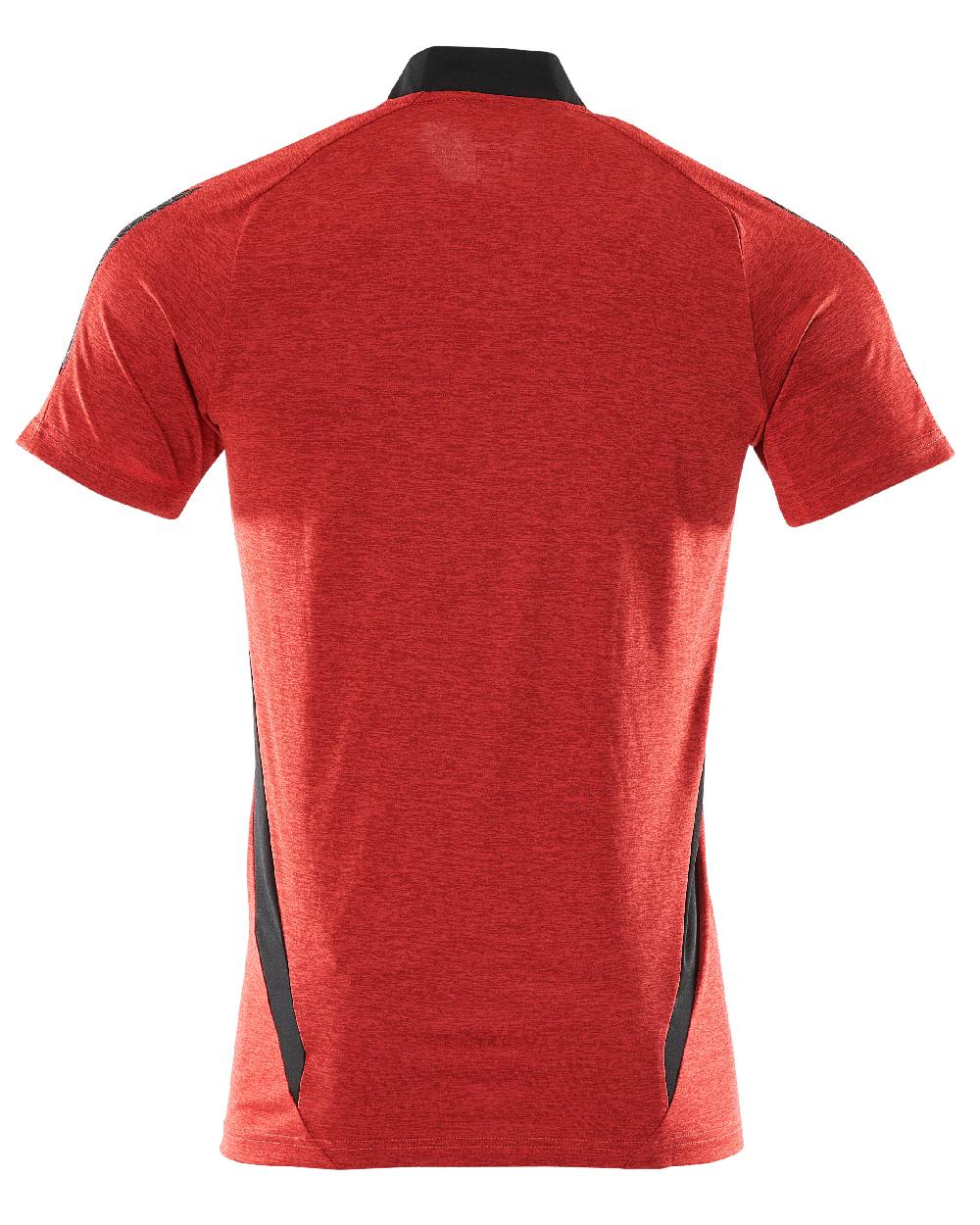 Traffic Red Black Coloured Mascot Workwear Mens Accelerate Polo Shirt on white background 
