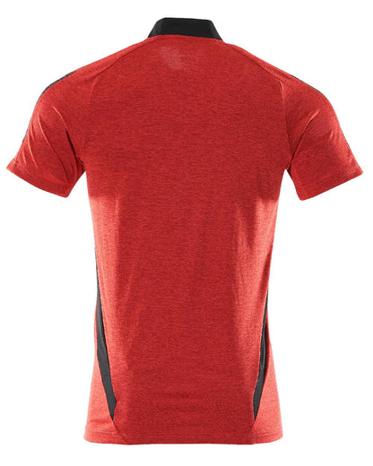 Traffic Red Black Coloured Mascot Workwear Mens Accelerate Polo Shirt on white background 