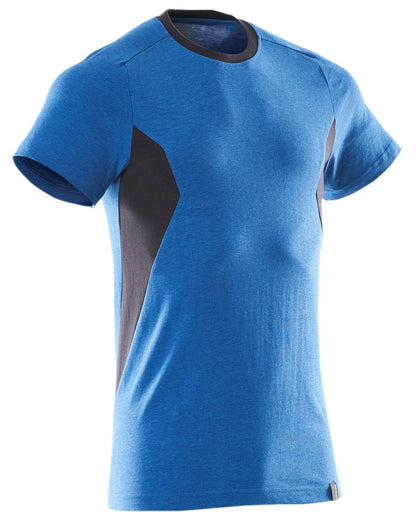 Azure Blue Dark Navy Coloured Mascot Workwear Mens Accelerate Round Neck T-Shirt on white background 