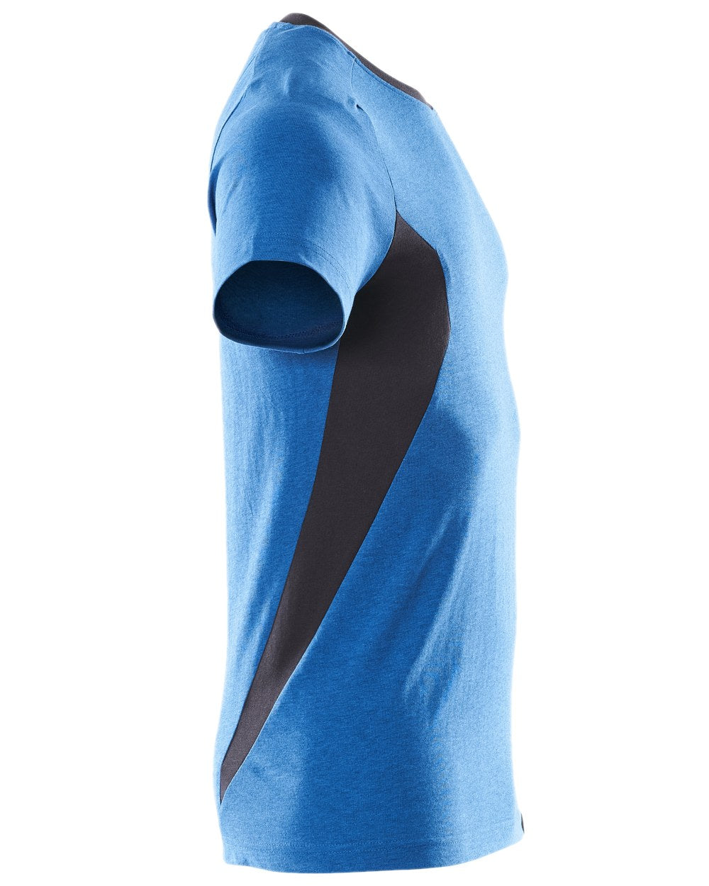 Azure Blue Dark Navy Coloured Mascot Workwear Mens Accelerate Round Neck T-Shirt on white background 