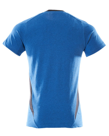 Azure Blue Dark Navy Coloured Mascot Workwear Mens Accelerate Round Neck T-Shirt on white background 