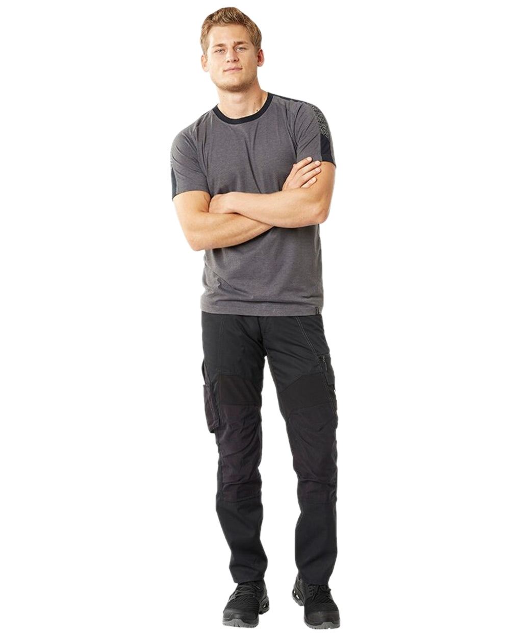 Dark Anthracite Black Coloured Mascot Workwear Mens Accelerate Round Neck T-Shirt on white background 