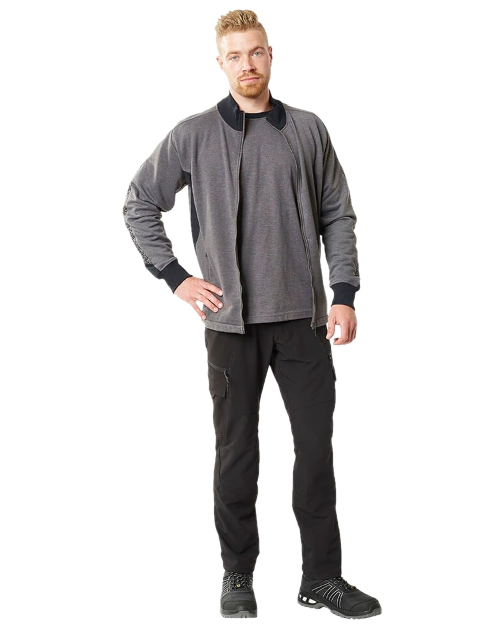 Dark Anthracite Black Coloured Mascot Workwear Mens Accelerate Round Neck T-Shirt on white background 
