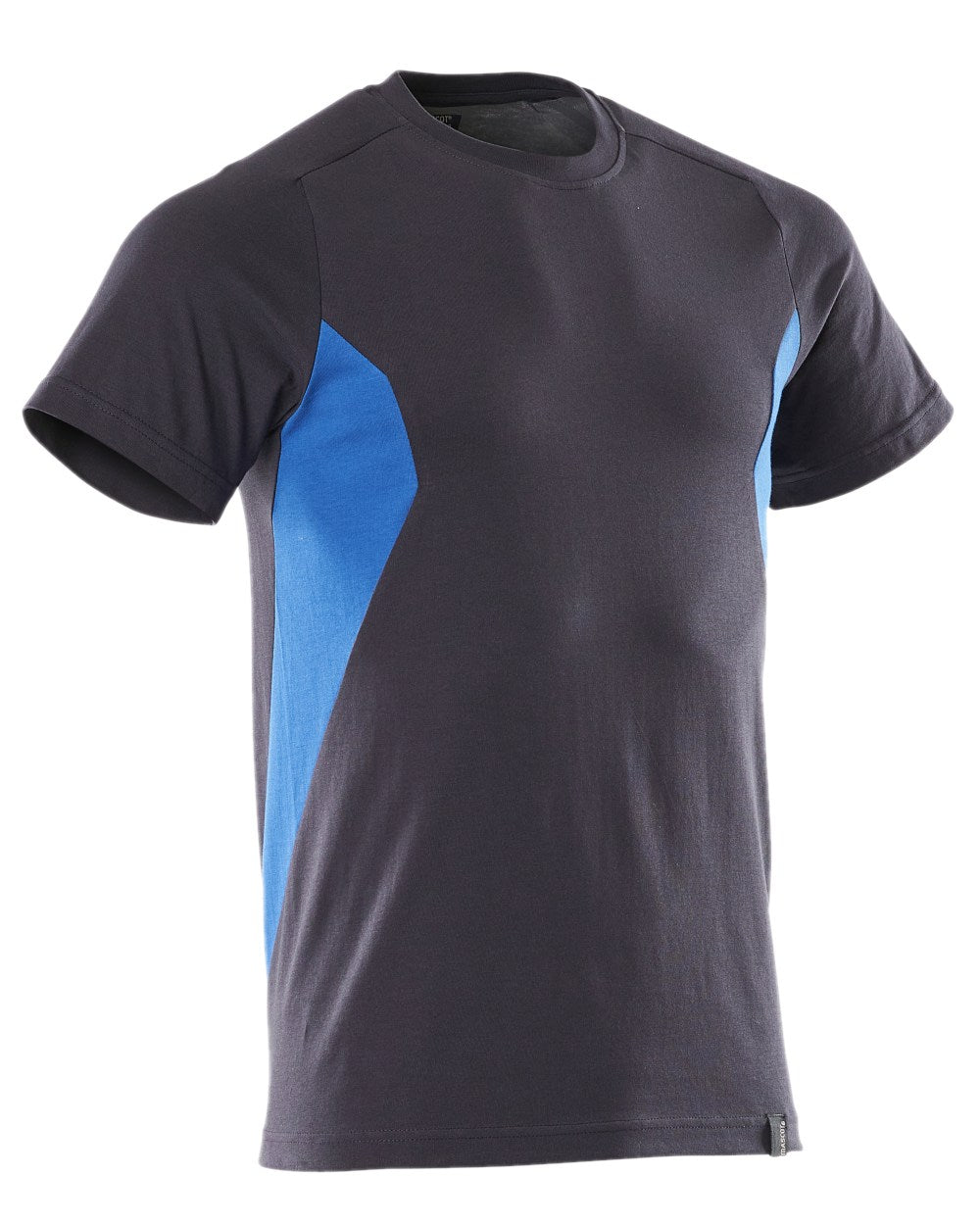 Dark Navy Azure Blue Coloured Mascot Workwear Mens Accelerate Round Neck T-Shirt on white background 