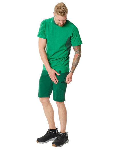 Grass Green Coloured Mascot Workwear Mens Accelerate Round Neck T-Shirt on white background 