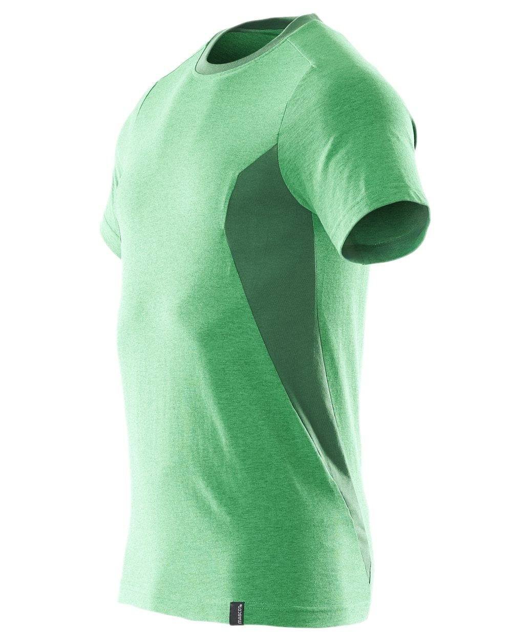 Grass Green Coloured Mascot Workwear Mens Accelerate Round Neck T-Shirt on white background 