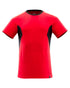 Traffic Red Black Coloured Mascot Workwear Mens Accelerate Round Neck T-Shirt on white background 