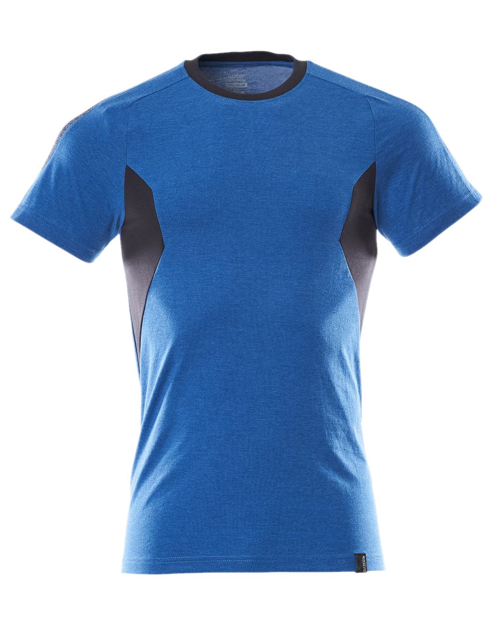 Azure Blue Dark Navy Colored Mascot Workwear Mens Accelerate Short Sleeve T-Shirt on white background 