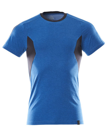 Azure Blue Dark Navy Colored Mascot Workwear Mens Accelerate Short Sleeve T-Shirt on white background 