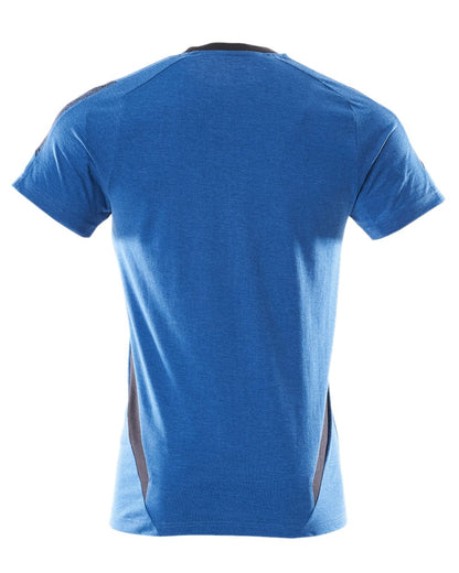 Azure Blue Dark Navy Colored Mascot Workwear Mens Accelerate Short Sleeve T-Shirt on white background 
