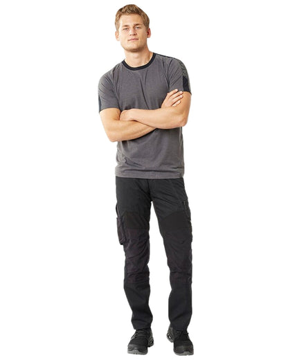 Dark Anthracite Black Colored Mascot Workwear Mens Accelerate Short Sleeve T-Shirt on white background 