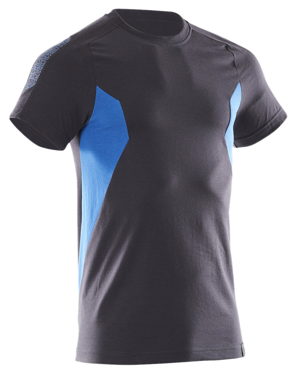 Dark Navy Azure Blue Colored Mascot Workwear Mens Accelerate Short Sleeve T-Shirt on white background 