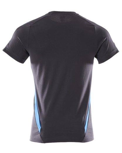 Dark Navy Azure Blue Colored Mascot Workwear Mens Accelerate Short Sleeve T-Shirt on white background 