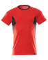 Traffic Red Black Colored Mascot Workwear Mens Accelerate Short Sleeve T-Shirt on white background 