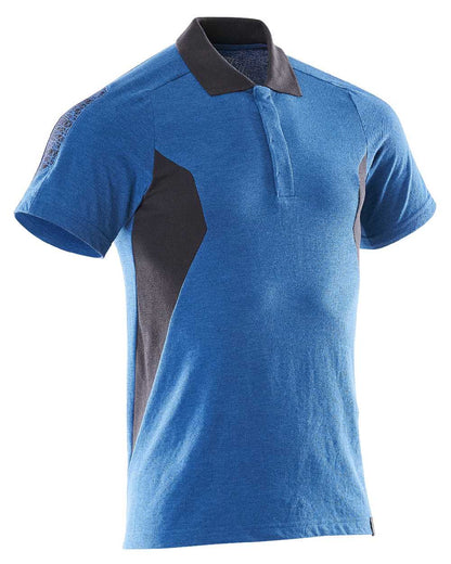 Azure Blue Dark Navy Coloured Mascot Workwear Mens Accelerate Short Sleeved Polo Shirt on white background 