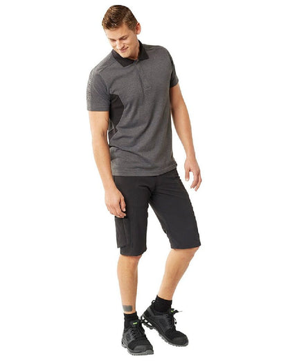 Dark Anthracite Black Coloured Mascot Workwear Mens Accelerate Short Sleeved Polo Shirt on white background 