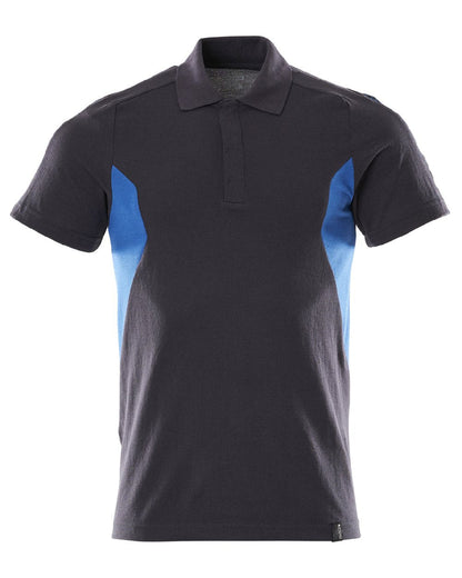 Dark Navy Azure Blue Coloured Mascot Workwear Mens Accelerate Short Sleeved Polo Shirt on white background 