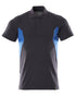 Dark Navy Azure Blue Coloured Mascot Workwear Mens Accelerate Short Sleeved Polo Shirt on white background 