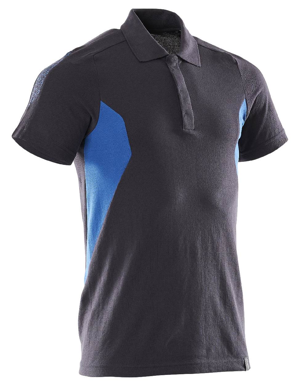 Dark Navy Azure Blue Coloured Mascot Workwear Mens Accelerate Short Sleeved Polo Shirt on white background 