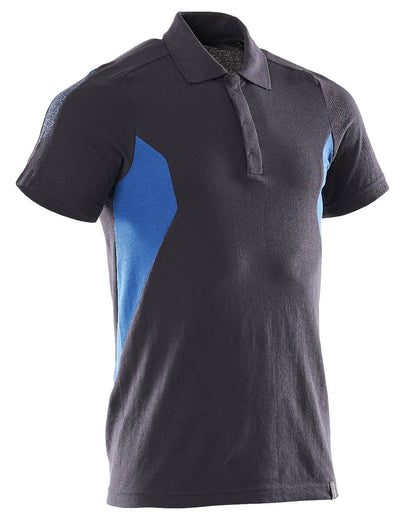 Dark Navy Azure Blue Coloured Mascot Workwear Mens Accelerate Short Sleeved Polo Shirt on white background 