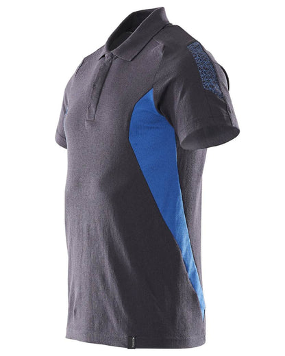 Dark Navy Azure Blue Coloured Mascot Workwear Mens Accelerate Short Sleeved Polo Shirt on white background 