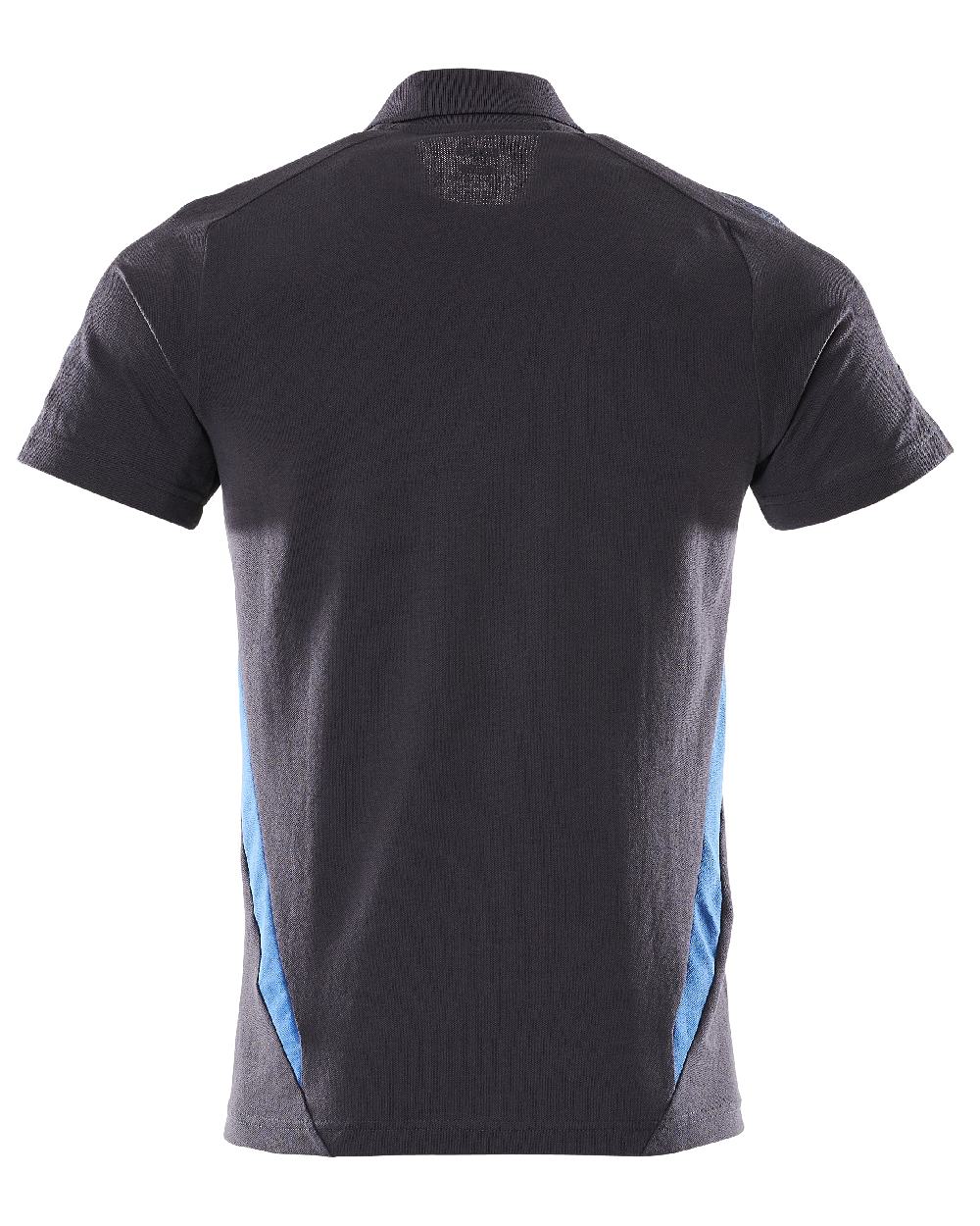 Dark Navy Azure Blue Coloured Mascot Workwear Mens Accelerate Short Sleeved Polo Shirt on white background 