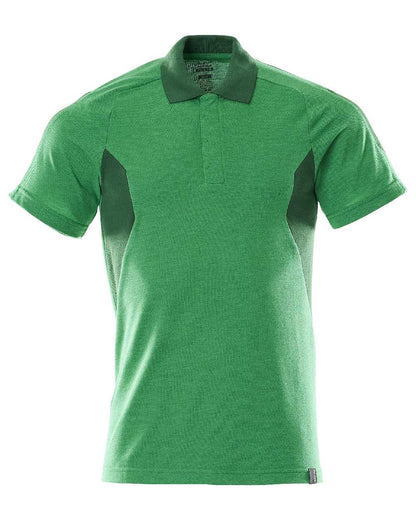 Grass Green Coloured Mascot Workwear Mens Accelerate Short Sleeved Polo Shirt on white background 