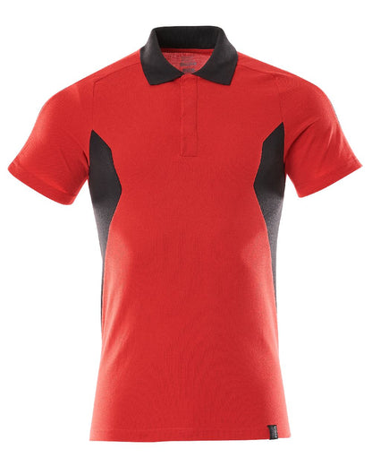 Traffic Red Black Coloured Mascot Workwear Mens Accelerate Short Sleeved Polo Shirt on white background 