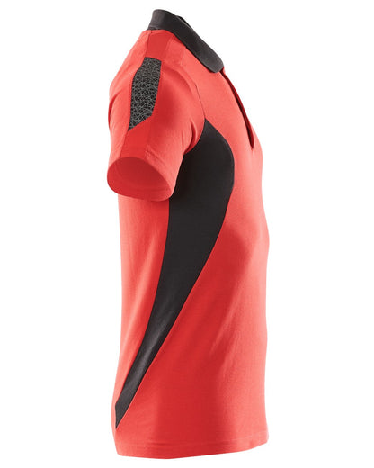 Traffic Red Black Coloured Mascot Workwear Mens Accelerate Short Sleeved Polo Shirt on white background 
