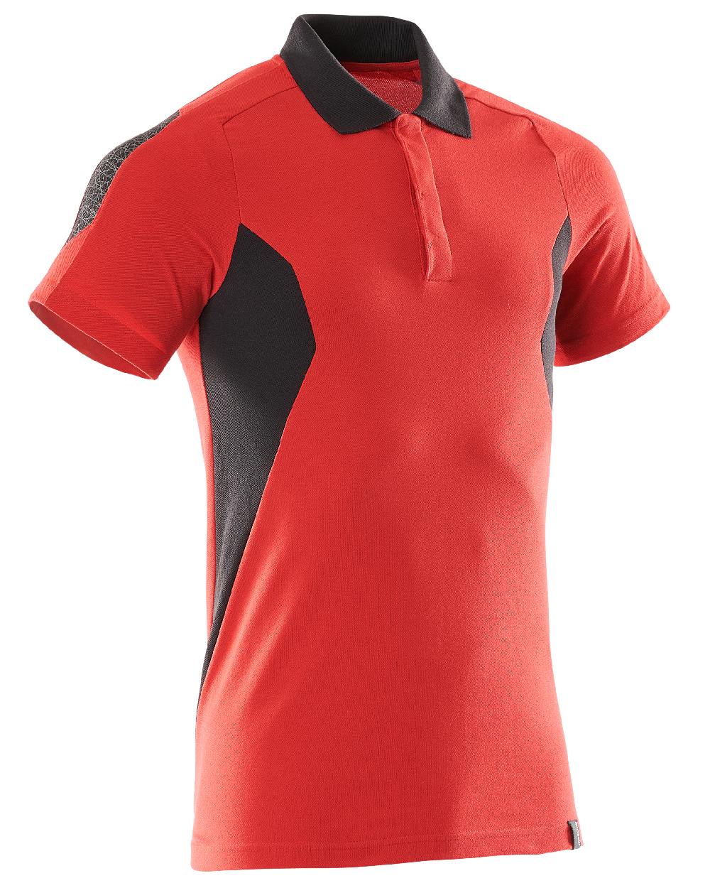 Traffic Red Black Coloured Mascot Workwear Mens Accelerate Short Sleeved Polo Shirt on white background 