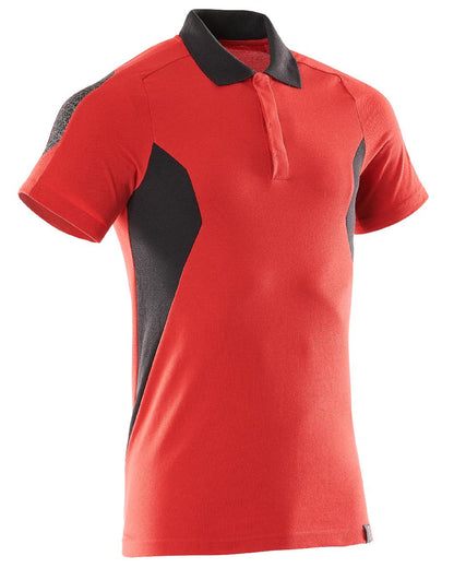 Traffic Red Black Coloured Mascot Workwear Mens Accelerate Short Sleeved Polo Shirt on white background 