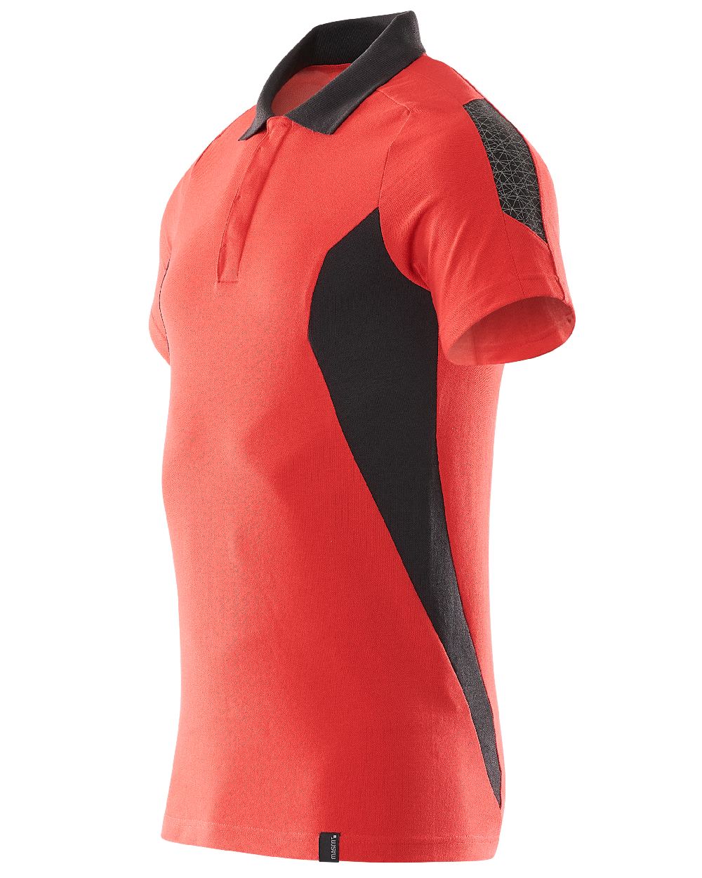 Traffic Red Black Coloured Mascot Workwear Mens Accelerate Short Sleeved Polo Shirt on white background 