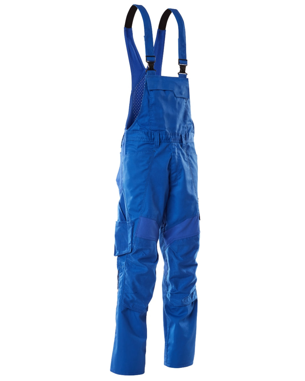 Azure Blue Coloured Mascot Workwear Mens Accelerate Stretch Zones Bib &amp; Brace With Kneepad Pockets on white background 