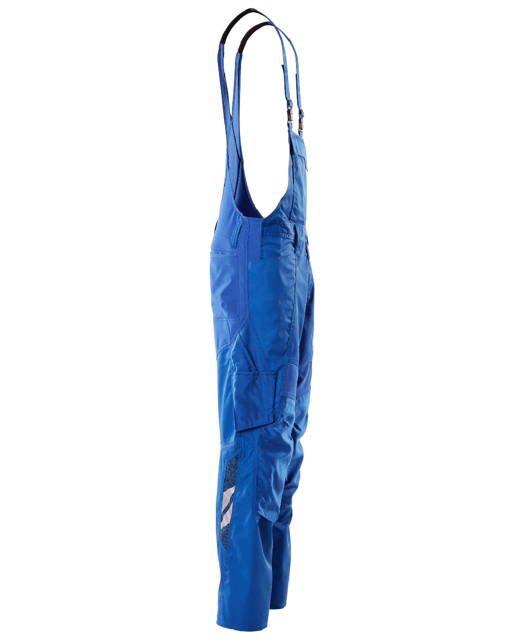 Azure Blue Coloured Mascot Workwear Mens Accelerate Stretch Zones Bib &amp; Brace With Kneepad Pockets on white background 