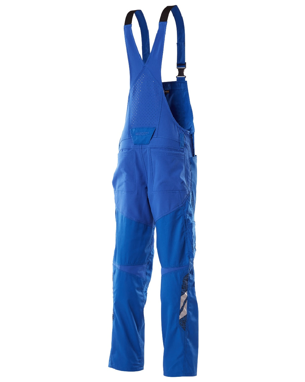 Azure Blue Coloured Mascot Workwear Mens Accelerate Stretch Zones Bib &amp; Brace With Kneepad Pockets on white background 